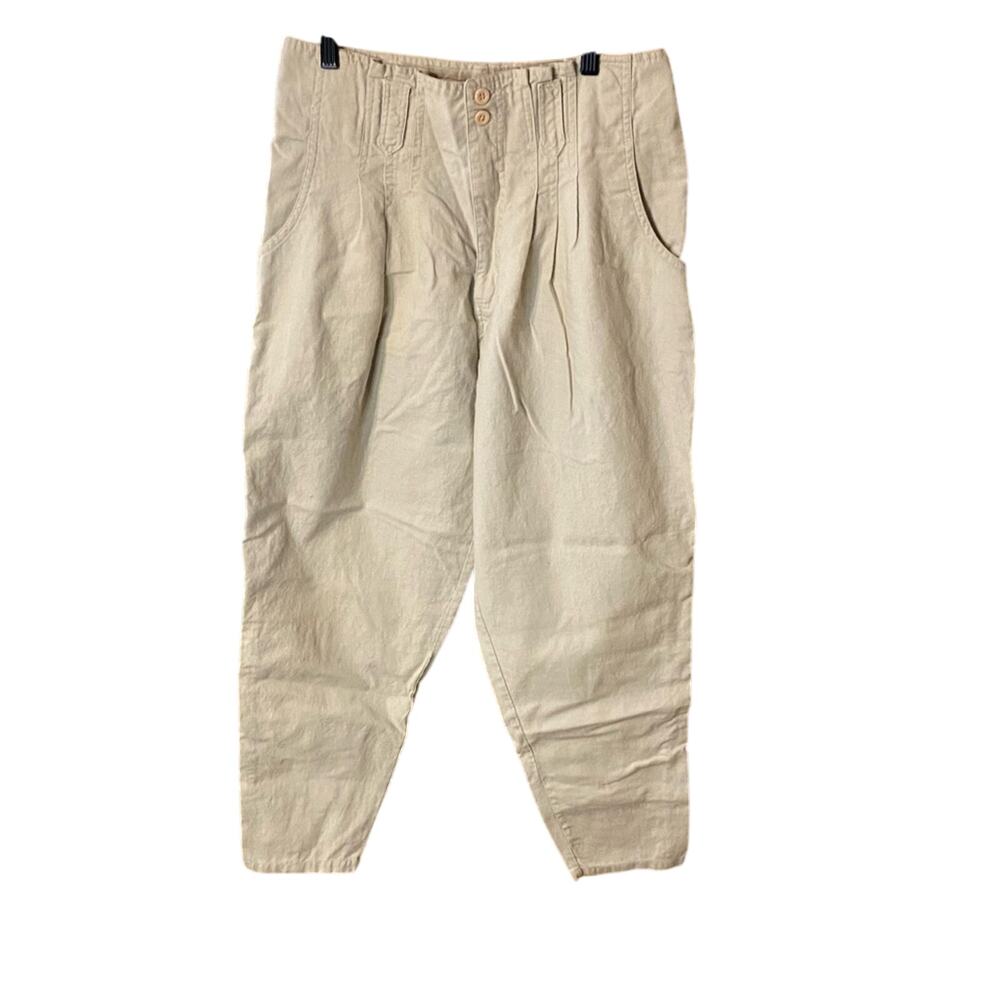 Gitano Cream Trousers Super High-Waisted Lightweight Vintage 1980s 1990s 14